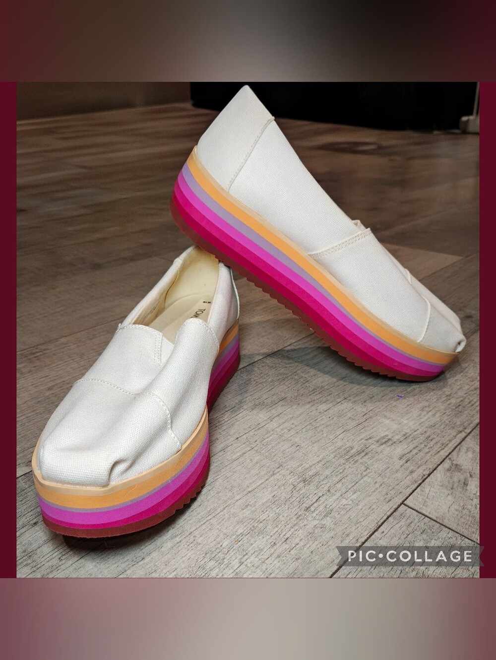 ✨🌈NWOT TOMS Alpargata Rainbow Platform Wedge Espadrilles Slip-Ons ✨🌈